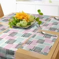 thumbnail image 1 of Ambesonne Geometric Table Runner & Placemats, Stripes and Rectangles, Placemat 4 pcs + Runner 16"x72", Pale Pink Pale Blue, 1 of 2