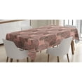 thumbnail image 1 of Ambesonne Geometric Tablecloth Rectangular Table Cover, Hypnotic Vortex Brush, 52"x70", Coral Black Pale Blue, 1 of 4