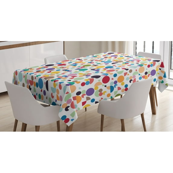 Ambesonne Geometric Tablecloth Rectangular Table Cover, Retro Oval Shapes, 60"x90", Multicolor