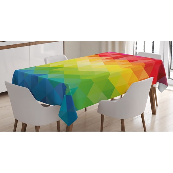 Ambesonne Geometric Tablecloth Rectangular Table Cover, Triangle Daimond, 52"x70", Multicolor