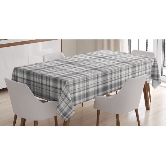 Ambesonne Geometric Tablecloth Rectangular Table Cover, Vertical Line Square, 60"x84", Grey White