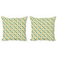 thumbnail image 1 of Ambesonne Geometric Throw Pillow Cover 2 Pack, Abstract Circle Cube, 24", Yellow and Blue, 1 of 2