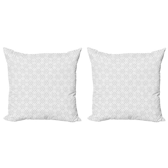 Ambesonne Geometric Throw Pillow Cover 2 Pack, Abstract Concave Shapes, 24", Charcoal Grey and White