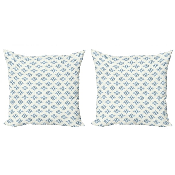 Ambesonne Geometric Throw Pillow Cover 2 Pack, Abstract Foliage Leaf, 18", Slate Blue Cream