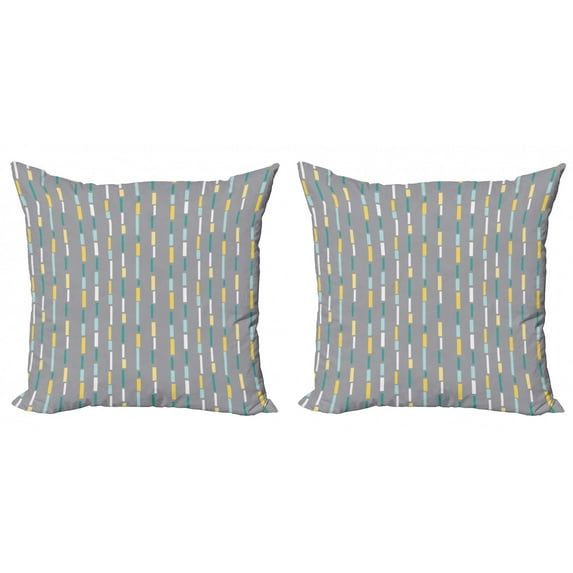 Ambesonne Geometric Throw Pillow Cover 2 Pack, Abstract Retro Design, 16", Multicolor