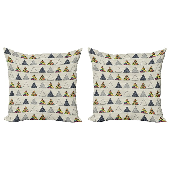 Ambesonne Geometric Throw Pillow Cover 2 Pack, Abstract Triangle, 18", Taupe