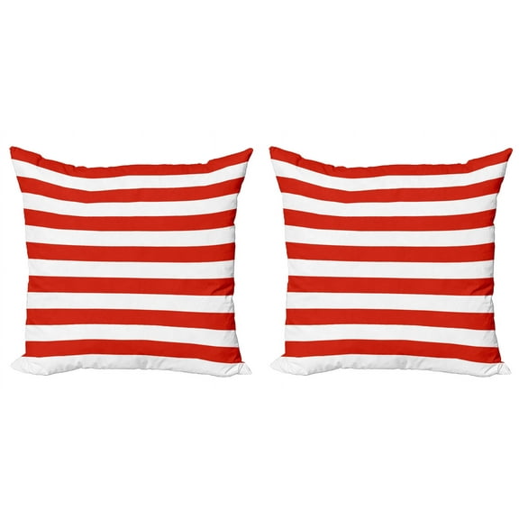 Ambesonne Geometric Throw Pillow Cover 2 Pack, American Flag Design, 18", Vermilion White