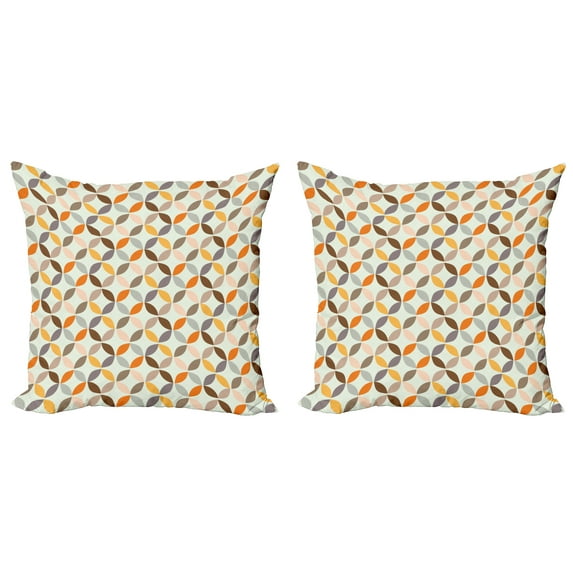 Ambesonne Geometric Throw Pillow Cover 2 Pack, Angled Cyclic Tile, 18", Multicolor