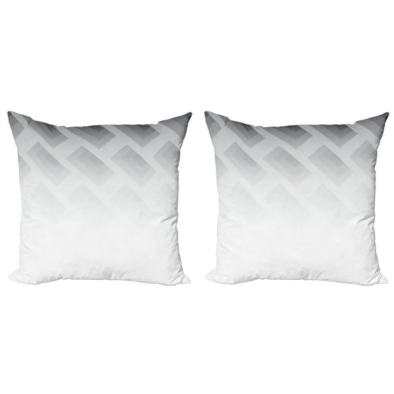 Ambesonne Geometric Throw Pillow Cover 2 Pack, Blur Square Shapes, 20", White