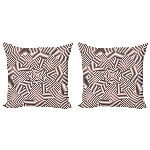 Ambesonne Geometric Throw Pillow Cover 2 Pack, Celtic Baroque Boho, 18", Brown Beige