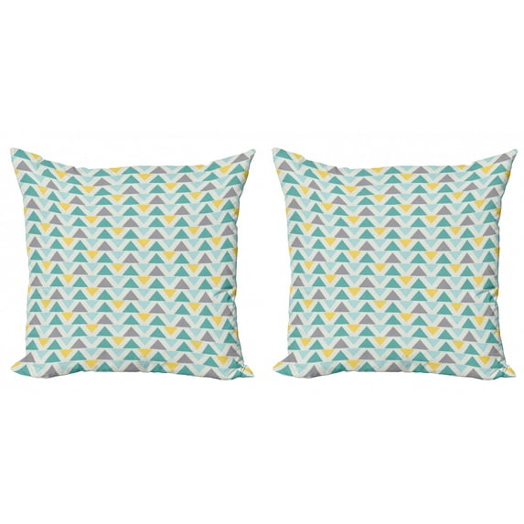 Ambesonne Geometric Throw Pillow Cover 2 Pack, Chevron Retro Style, 24", Seafoam Yellow Grey