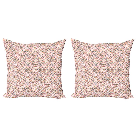 Ambesonne Geometric Throw Pillow Cover 2 Pack, Contemporary Motif Design, 24", Multicolor
