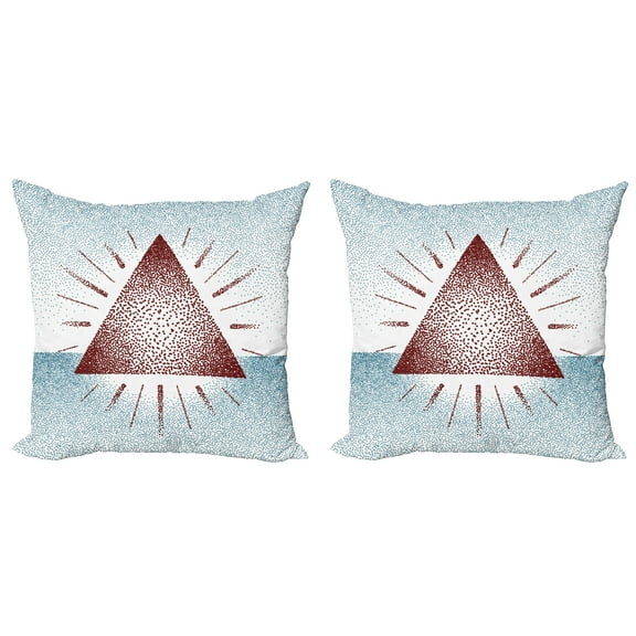 Ambesonne Geometric Throw Pillow Cover 2 Pack, Dots Retro Pyramid, 20", Burgundy and Blue