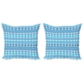 thumbnail image 1 of Ambesonne Geometric Throw Pillow Cover 2 Pack, Folk Cultural Forms, 20", Blue White, 1 of 2