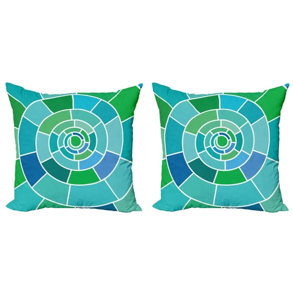 Ambesonne Geometric Throw Pillow Cover 2 Pack, Fractal Spiral Form, 18", Multicolor