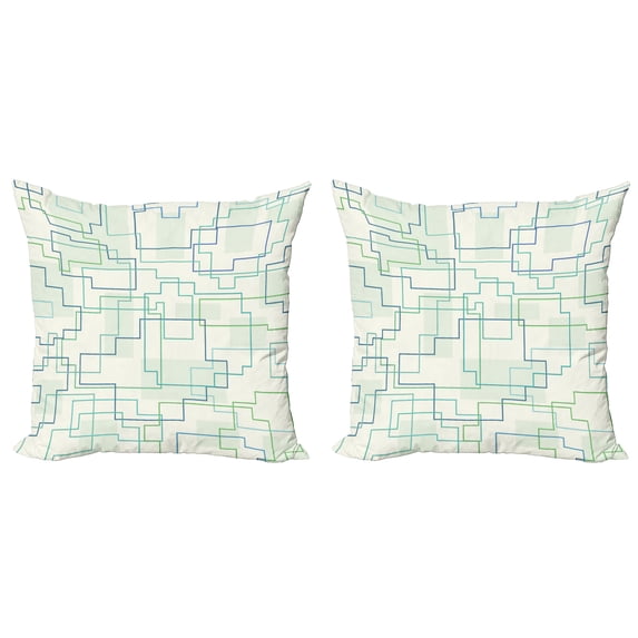 Ambesonne Geometric Throw Pillow Cover 2 Pack, Future Town Design, 16", Mint Green Royal Blue