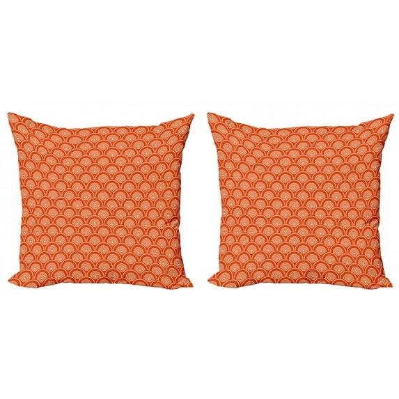 Ambesonne Geometric Throw Pillow Cover 2 Pack, Kimono Motifs Pattern, 20", Orange Pale Yellow