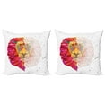 thumbnail image 1 of Ambesonne Geometric Throw Pillow Cover 2 Pack, Lion Head, 24", White Pink Orange, 1 of 5