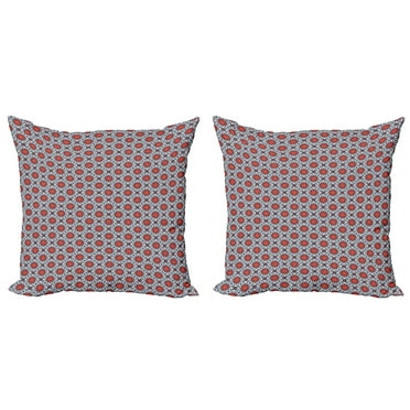 Ambesonne Geometric Throw Pillow Cover 2 Pack, Middle Eastern, 20", Vermilion Slate Blue