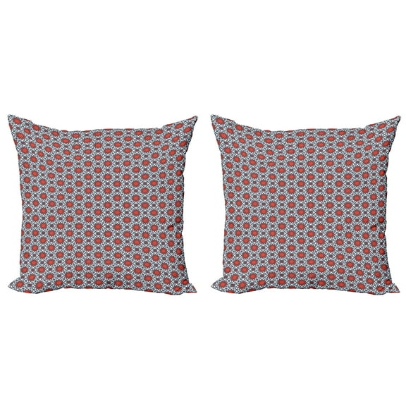 Ambesonne Geometric Throw Pillow Cover 2 Pack, Middle Eastern, 20", Vermilion Slate Blue