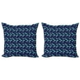 thumbnail image 1 of Ambesonne Geometric Throw Pillow Cover 2 Pack, Modern Surreal Shapes, 24", Indigo and Turquoise, 1 of 2