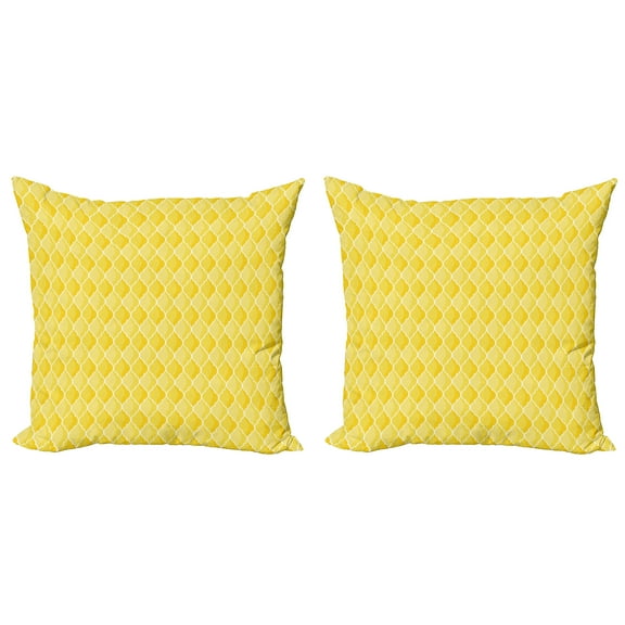 Ambesonne Geometric Throw Pillow Cover 2 Pack, Moroccan Ombre Color, 16", Merigold Yellow