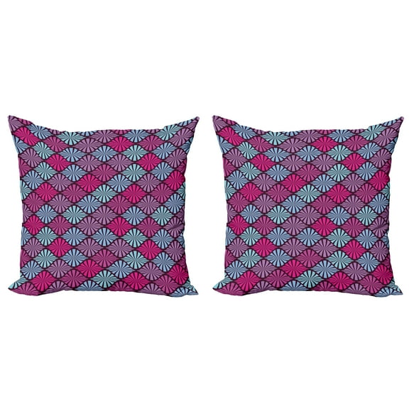 Ambesonne Geometric Throw Pillow Cover 2 Pack, Motif, 24", Aqua Magenta Violet