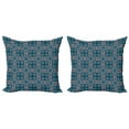 thumbnail image 1 of Ambesonne Geometric Throw Pillow Cover 2 Pack, Old Floral Victorian, 16", Petrol Blue Pale Blue, 1 of 2