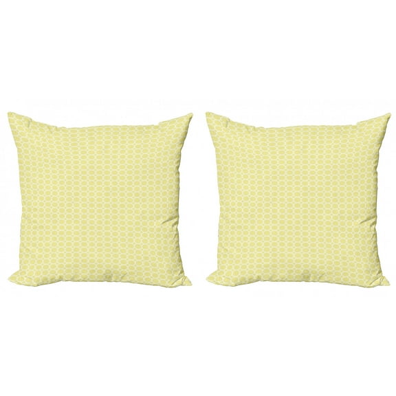 Ambesonne Geometric Throw Pillow Cover 2 Pack, Pastel Circular Shapes, 24", Pale Yellow and White
