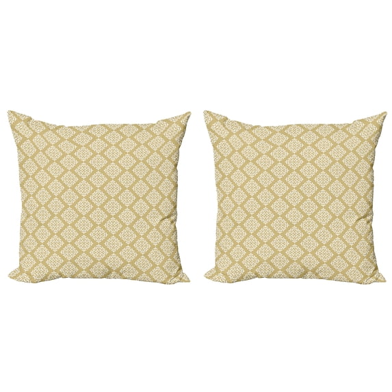 Ambesonne Geometric Throw Pillow Cover 2 Pack, Reversed Clovers, 24", Sand Brown and White