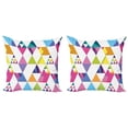 thumbnail image 1 of Ambesonne Geometric Throw Pillow Cover 2 Pack, Rhombus and Triangles, 18", Multicolor, 1 of 2