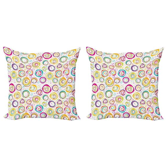 Ambesonne Geometric Throw Pillow Cover 2 Pack, Spiral and Dots, 18", Multicolor