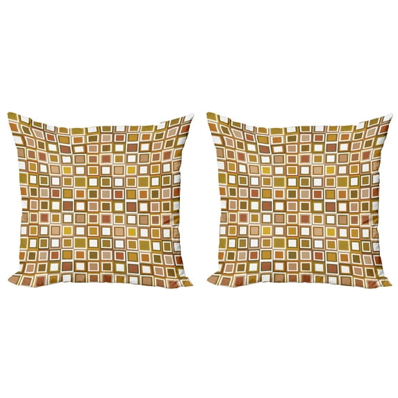 Ambesonne Geometric Throw Pillow Cover 2 Pack, Square Shape Pattern, 20", Multicolor