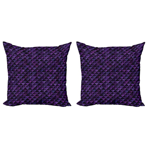 Ambesonne Geometric Throw Pillow Cover 2 Pack, Squares and Triangles, 16", Purple Black