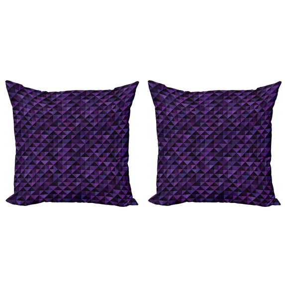 Ambesonne Geometric Throw Pillow Cover 2 Pack, Squares and Triangles, 18", Purple Black