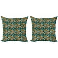 thumbnail image 1 of Ambesonne Geometric Throw Pillow Cover 2 Pack, Surreal Future Lines, 16", Pale Yellow Turquoise, 1 of 2