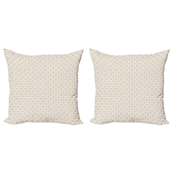 Ambesonne Geometric Throw Pillow Cover 2 Pack, Trellis Fence Form, 24", Pale Brown and White