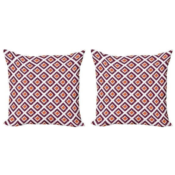 Ambesonne Geometric Throw Pillow Cover 2 Pack, Triangles Art Print, 16", Plum Marigold White