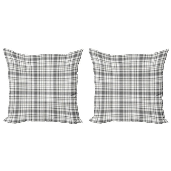 Ambesonne Geometric Throw Pillow Cover 2 Pack, Vertical Line Square, 16", Grey White