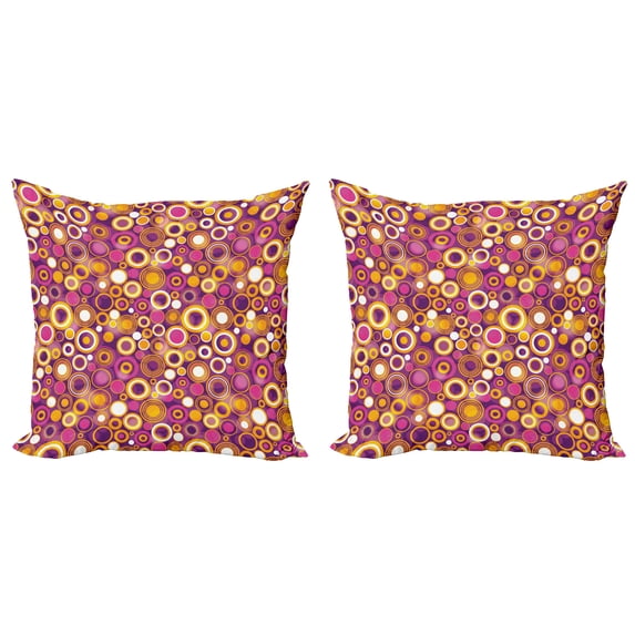 Ambesonne Geometric Throw Pillow Cover 2 Pack, Vintage Circles Round, 18", Multicolor
