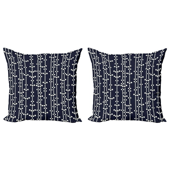 Ambesonne Geometric Throw Pillow Cover 2 Pack, Vintage Japanese, 16", Dark Blue Cream