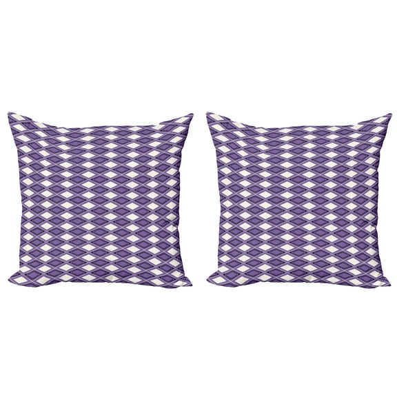 Ambesonne Geometric Throw Pillow Cover 2 Pack, Vivid Chevron Zigzags, 24", Dark Purple Lavender