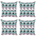 thumbnail image 1 of Ambesonne Geometric Throw Pillow Cover 4 Pack, 80s Memphis Zigzag, 16", Lavender Cadet Blue, 1 of 2