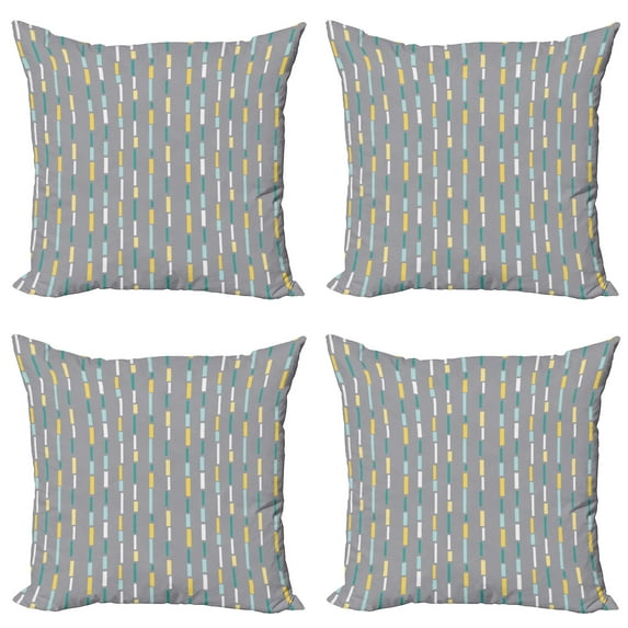 Ambesonne Geometric Throw Pillow Cover 4 Pack, Abstract Retro Design, 16", Multicolor