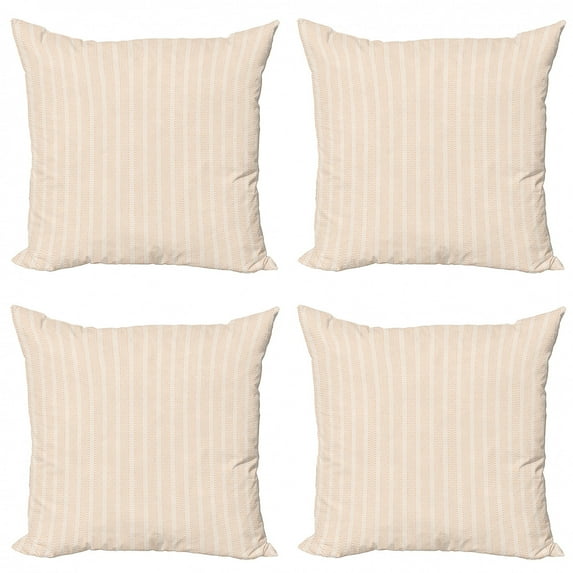 Ambesonne Geometric Throw Pillow Cover 4 Pack, Abstract Vertical Waves, 16", Peach Pale Peach White