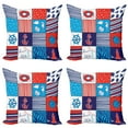 thumbnail image 1 of Ambesonne Geometric Throw Pillow Cover 4 Pack, Anchor Helm and Fish, 18", Multicolor, 1 of 7