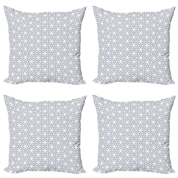 Ambesonne Geometric Throw Pillow Cover 4 Pack, Asanoha Star Pattern, 16", Grey White