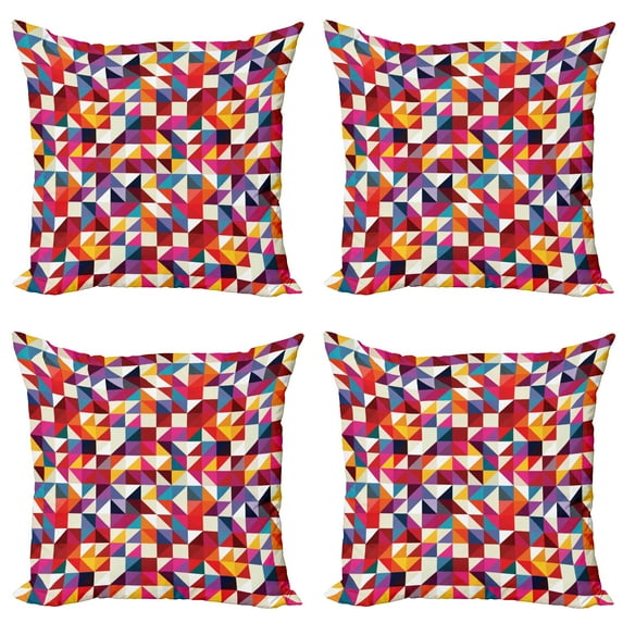Ambesonne Geometric Throw Pillow Cover 4 Pack, Bauhaus Style Pattern, 20", Multicolor