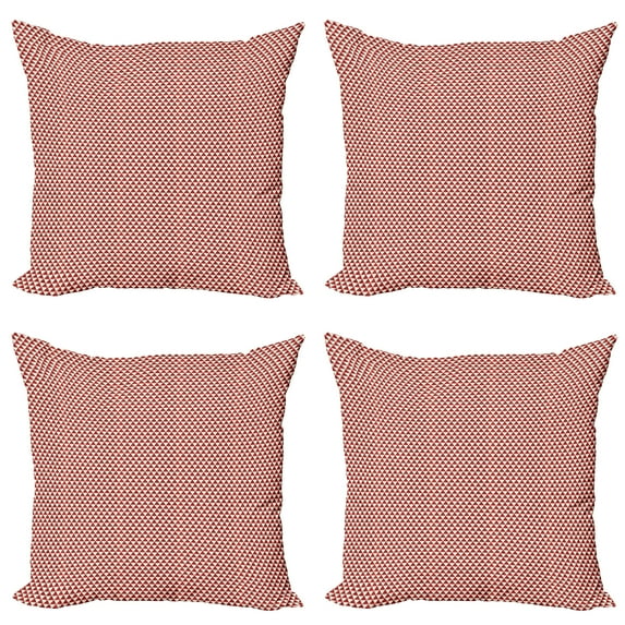 Ambesonne Geometric Throw Pillow Cover 4 Pack, Bicolor Triangles, 24", Ruby and Cream
