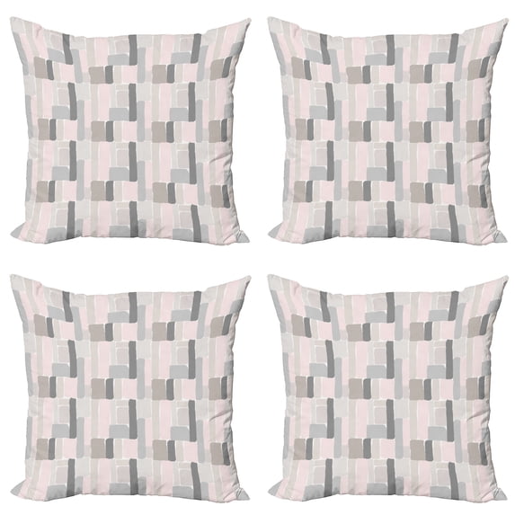 Ambesonne Geometric Throw Pillow Cover 4 Pack, Brush Stroked Blocks, 18", Multicolor